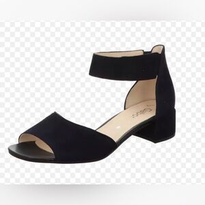 GABOR US 8 Black Suede 1.5” Heel Sandals